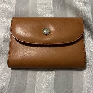 Dooney & Bourke Tan Leather Wallet with Flap Closure and Elegant Shape
